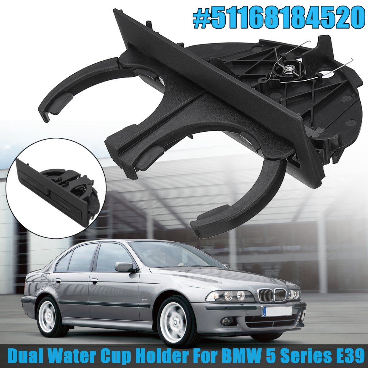 Black-ABS-Car-Rear-Dual-Cup-Drink-Water-Holder-Mount-Clip-for-BMW-5-Series-E39-51168184520-1314357