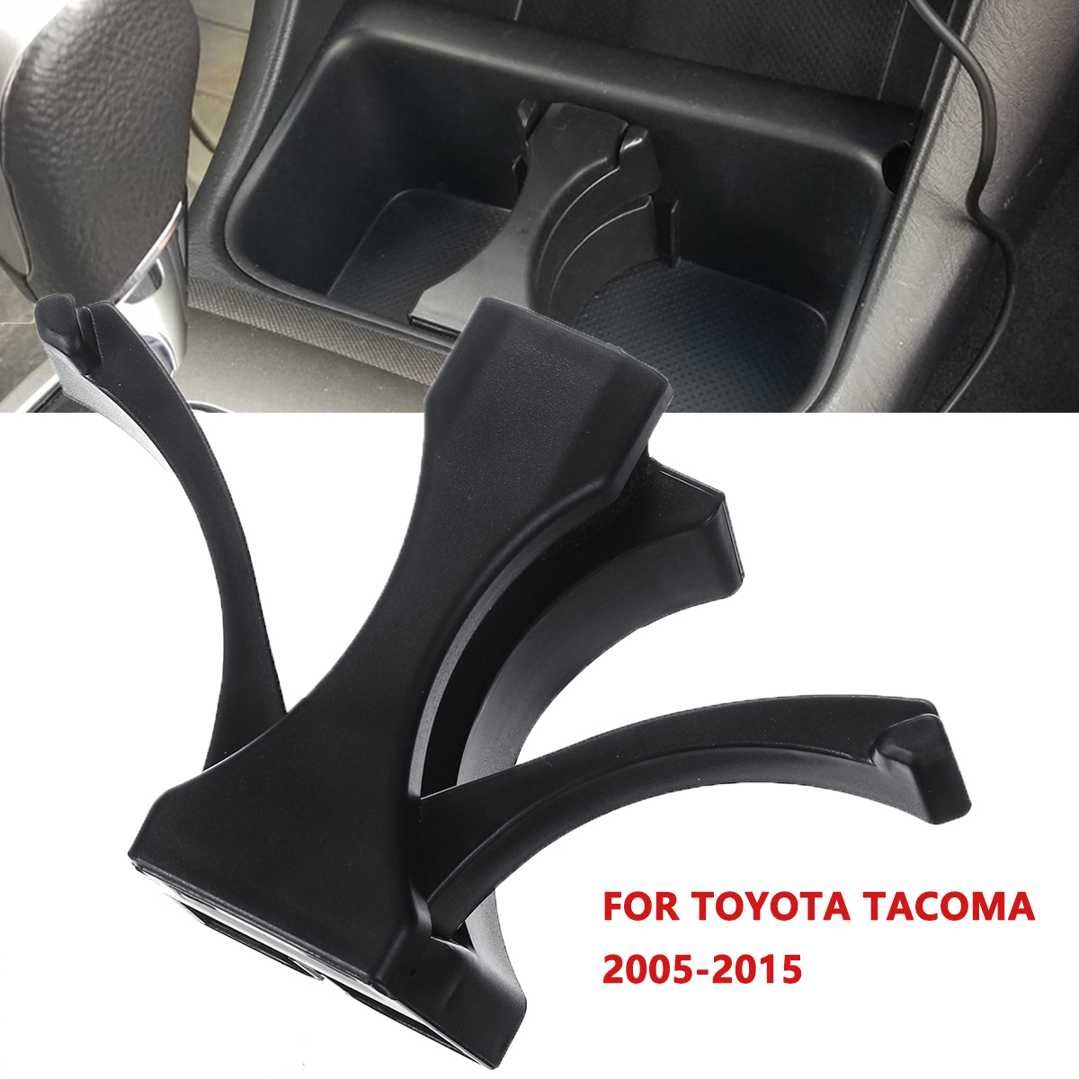 Black-Center-Console-Cup-Holder-Insert-Divider-For-Toyota-Tacoma-2005-2015-New-1662904