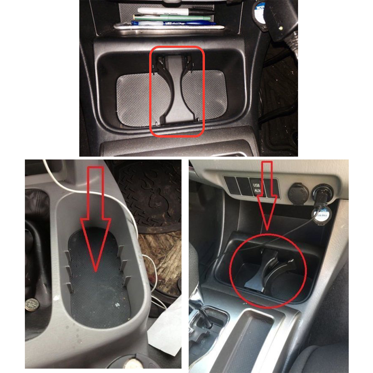 Black-Center-Console-Cup-Holder-Insert-Divider-For-Toyota-Tacoma-2005-2015-New-1662904