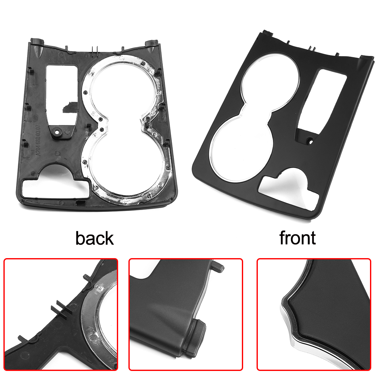 Black-Console-Car-Cup-Holder-Trim-Cover-Fit-For-Mercedes-C-Class-W204-C300-2008--2014-1538383