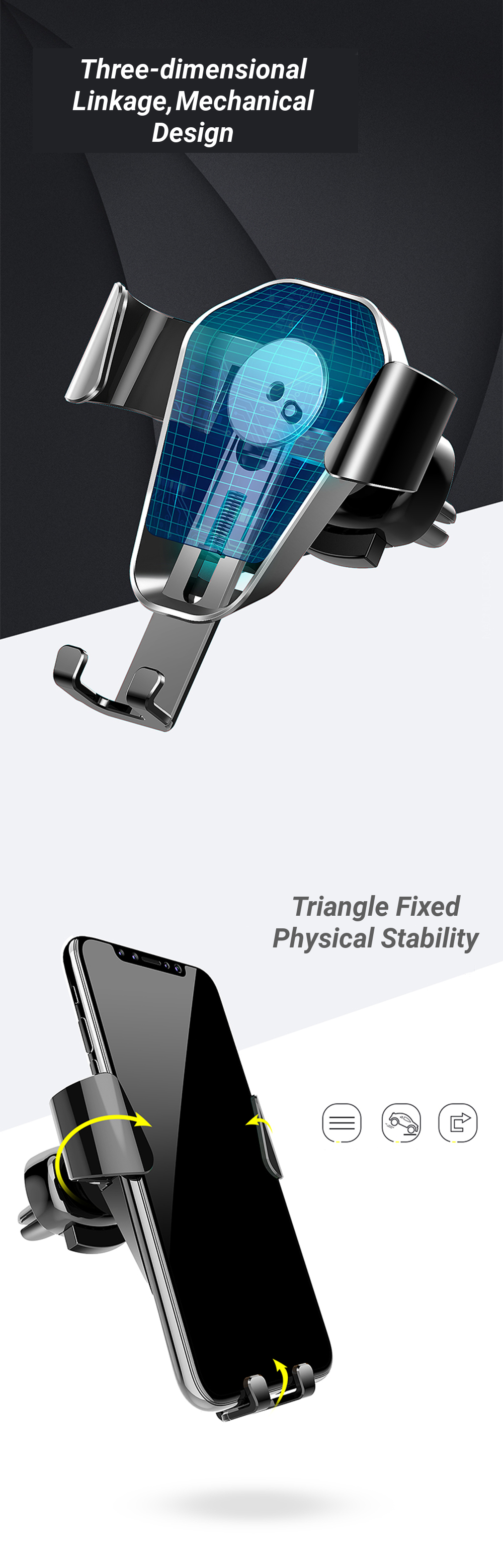 Buckle-Type-Gravity-Linkage-Car-Air-Vent-Phone-Holder-360deg-Rotation-Stand-Universal-for-Iphone-X-1327392