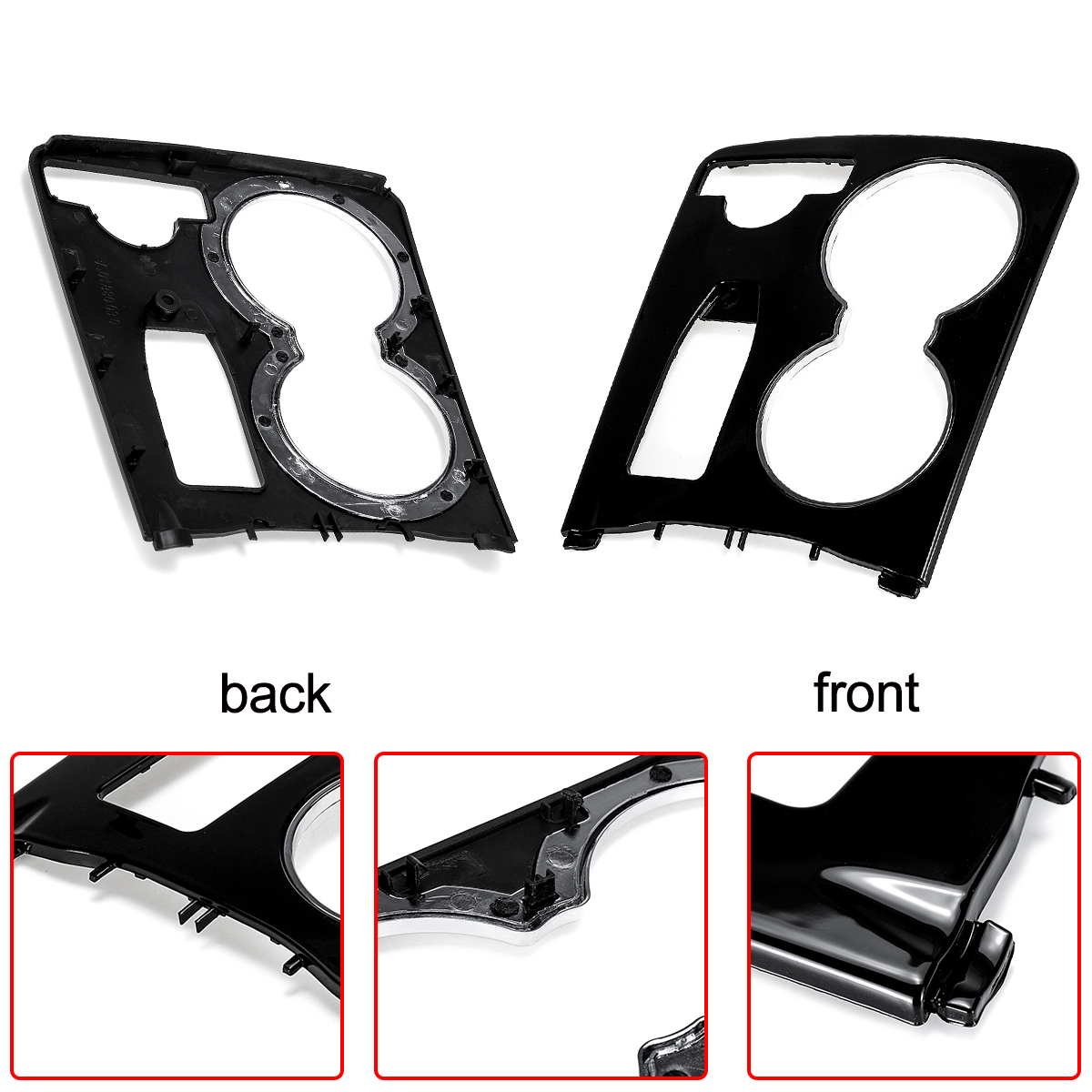 Glossy-Black-Console-Car-Cup-Holder-Trim-Cover-For-Mercedes-C-Class-W204-C300-1551175