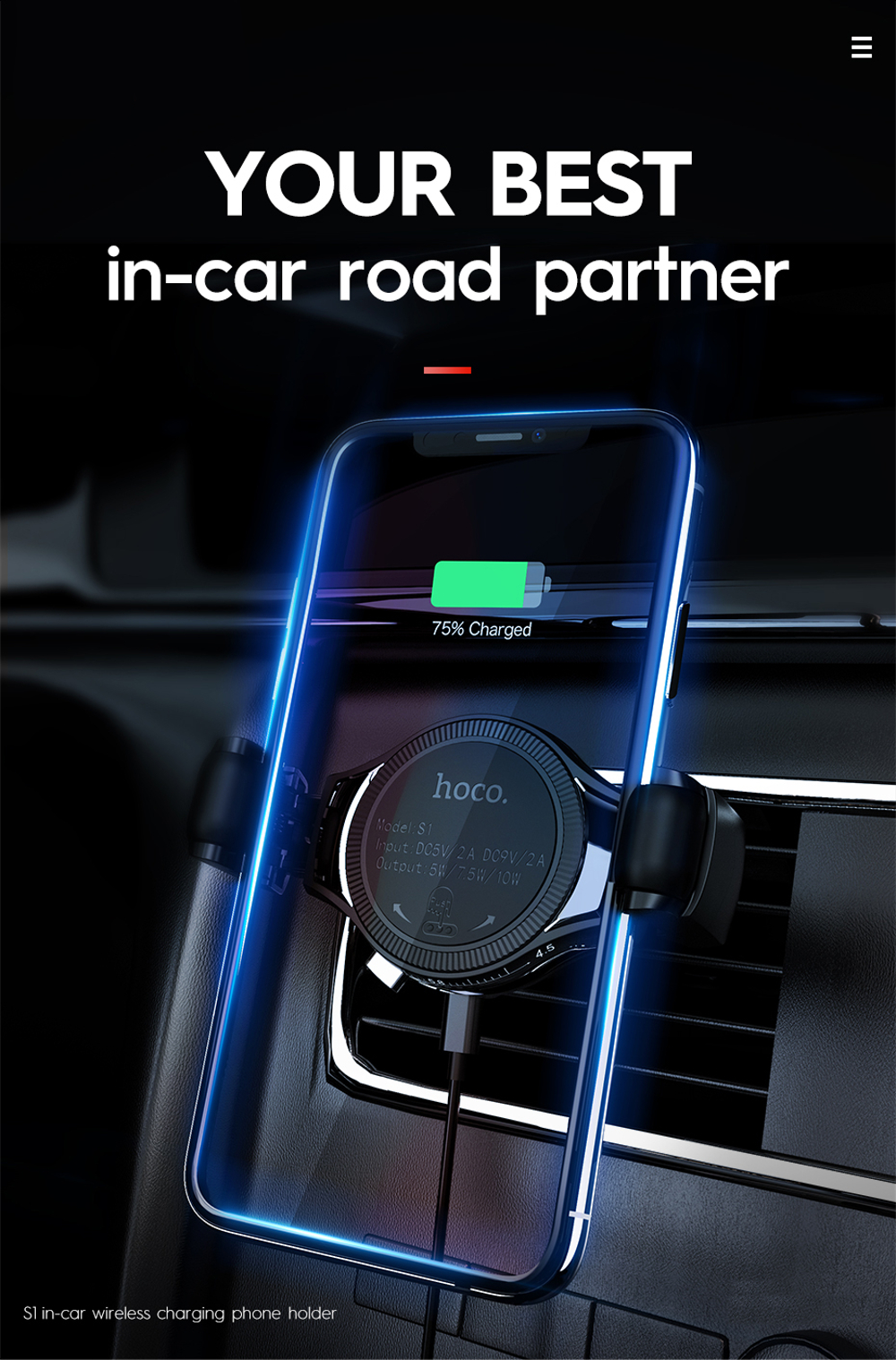 HOCO-QI-10W-Scrolling-Design-Car-Wireless-Fast-Charger-Air-Vent-Phone-Holder-Bracket-for-iPhone-XS-1384832