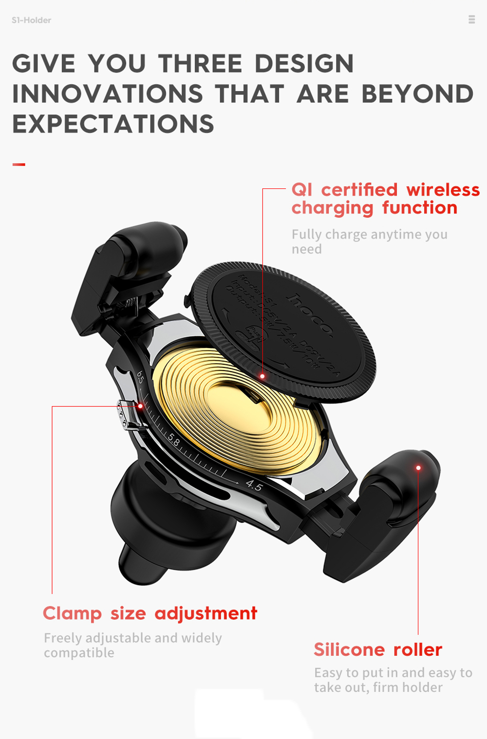HOCO-QI-10W-Scrolling-Design-Car-Wireless-Fast-Charger-Air-Vent-Phone-Holder-Bracket-for-iPhone-XS-1384832