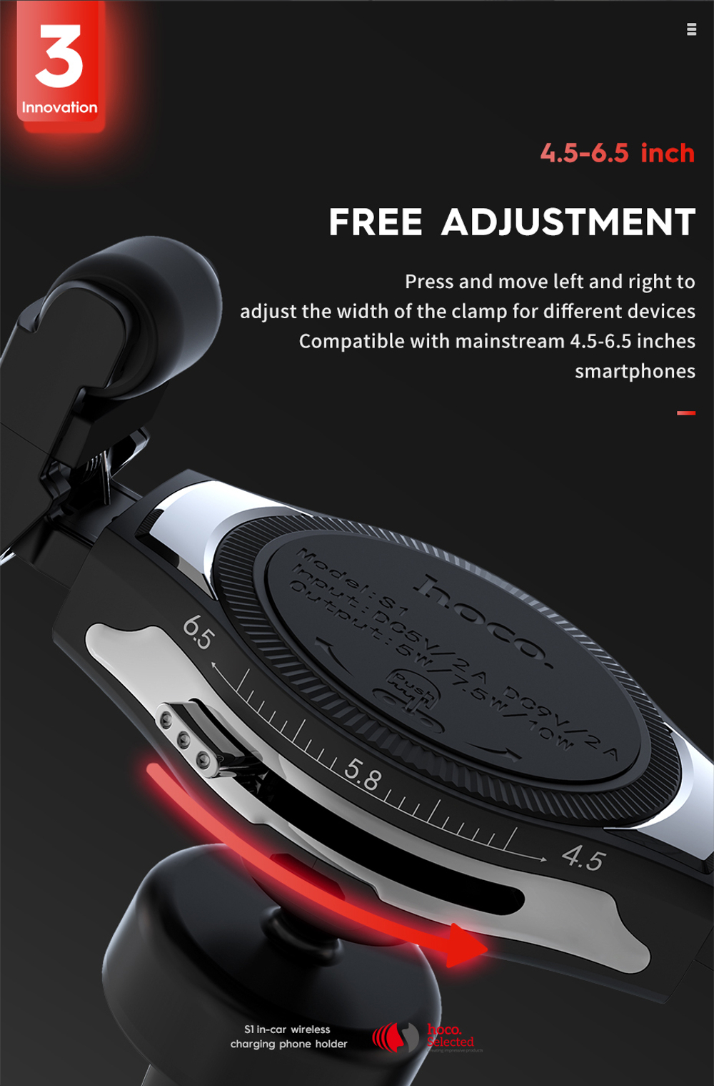 HOCO-QI-10W-Scrolling-Design-Car-Wireless-Fast-Charger-Air-Vent-Phone-Holder-Bracket-for-iPhone-XS-1384832