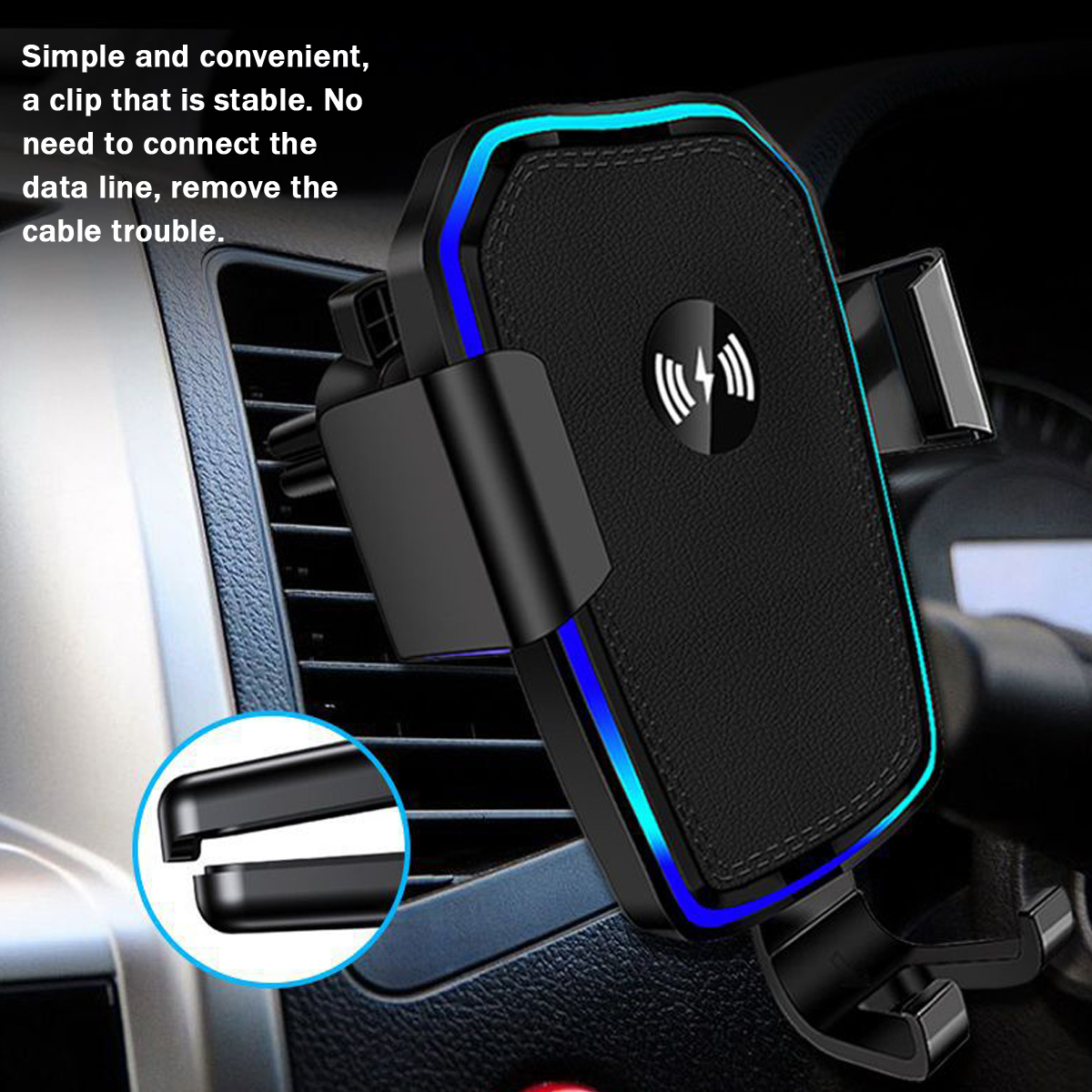 K81-Car-Charger-Wireless-Phone-Holder-LED-10W-Gravity-Induction-Air-Outlet-Clip-1594126
