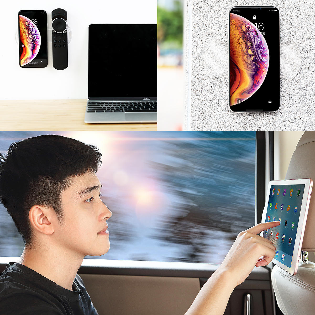 Strong Adsorption PC Phone Holder Sticker Pad Wall Desk Mirror Mat Universal for Car Home