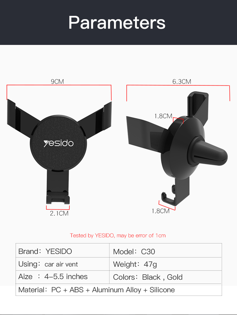 yesido-Gravity-Sensor-Car-Air-Vent-Phone-Holder-Aluminum-Alloy-Mount-Stand-for-iPhone-XS-for-1383004