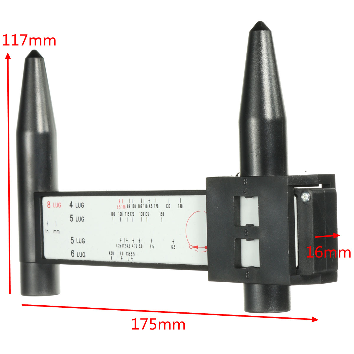 4-5-6-8-Lug-Wheel-Bolt-Pattern-Gauge-Tool-Quick-Measuring-Measurement-Black-1063880