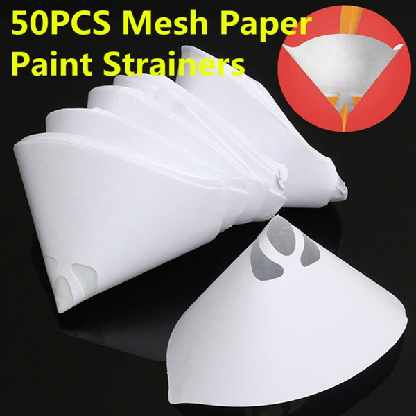 50pcs-190-Mesh-Paper-Paint-Strainer-Nylon-Full-Flow-Conical-Cone-Filter-Funnel-1104557
