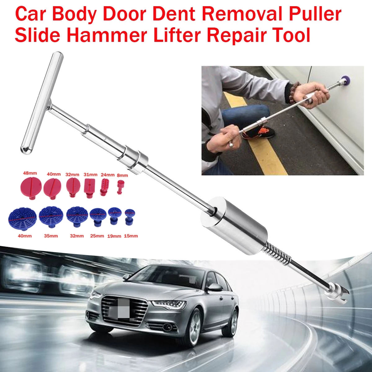 Automotive-Dent-Puller-Lifter-Hammer-Hail-Removal-T-rod-Bar-Tools-Repair-Car-Kit-Tabs-1635876