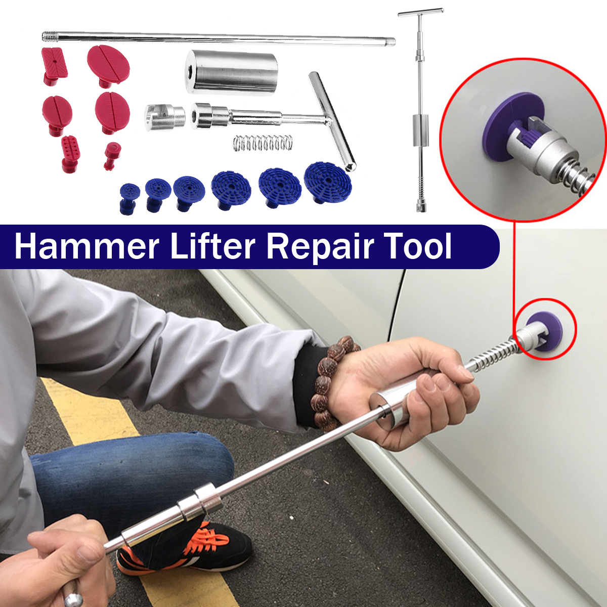 Automotive-Dent-Puller-Lifter-Hammer-Hail-Removal-T-rod-Bar-Tools-Repair-Car-Kit-Tabs-1635876