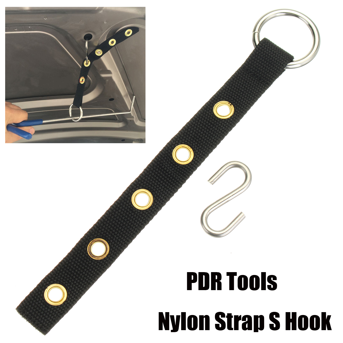 Car-Nylon-Strap-S-Hook-Auto-Body-Paintless-Dent-Repair-Hail-Removal-PDR-Kit-Tool-1272170
