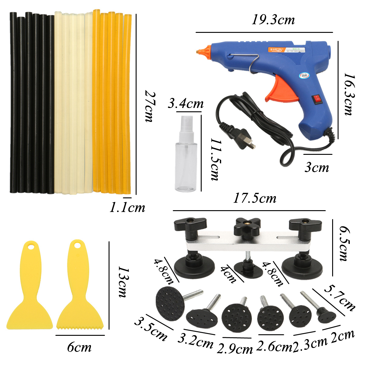 Car-Paintless-Dent-Repair-Removal-PDR-Tools-Kit-Auto-Body-Bridge-Puller-Glue-Tab-1201657