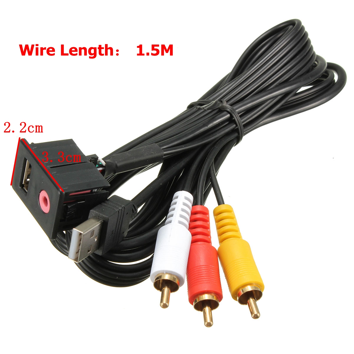 Universal-Car-Audio-35mm-3-RCA-AUX-USB-Male-Dash-Flush-Mount-Adapter-1014664