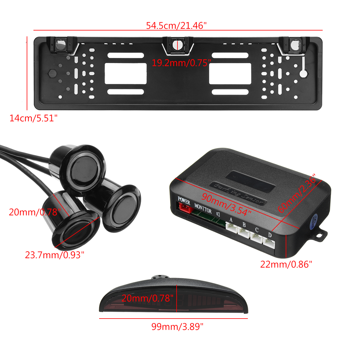 Wireless-Car-Parking-Sensor-System-Kit-License-Number-Plate-Frame-LED-Display-1259593