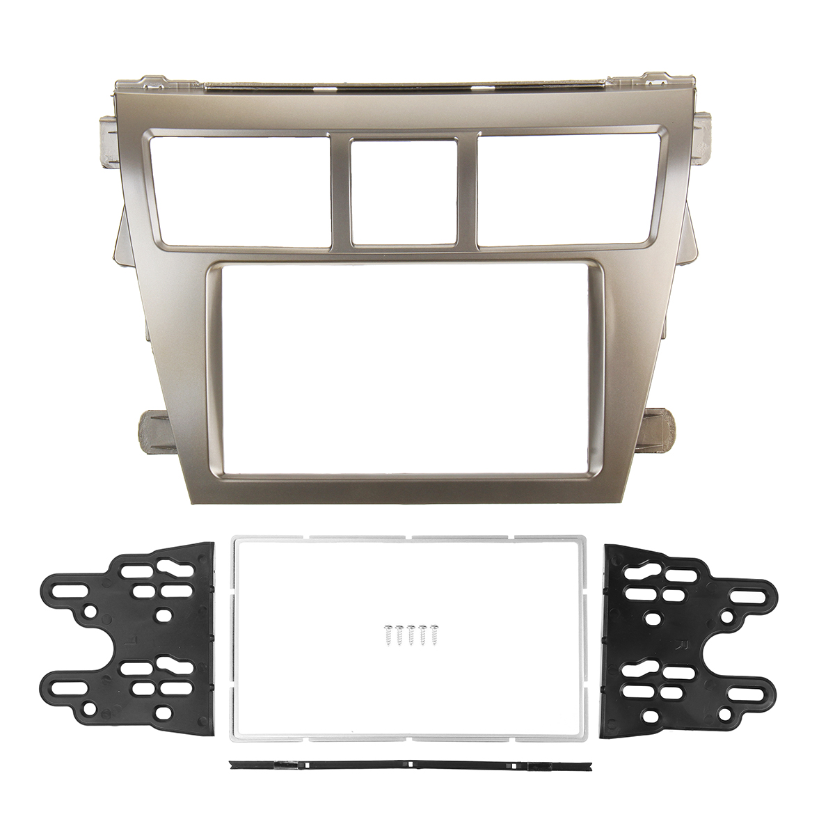 Car-Stereo-Panel-Fascia-2-Din-Silver-Frame-For-Toyota-Vios-Yaris-Sedan-Belta-1477603