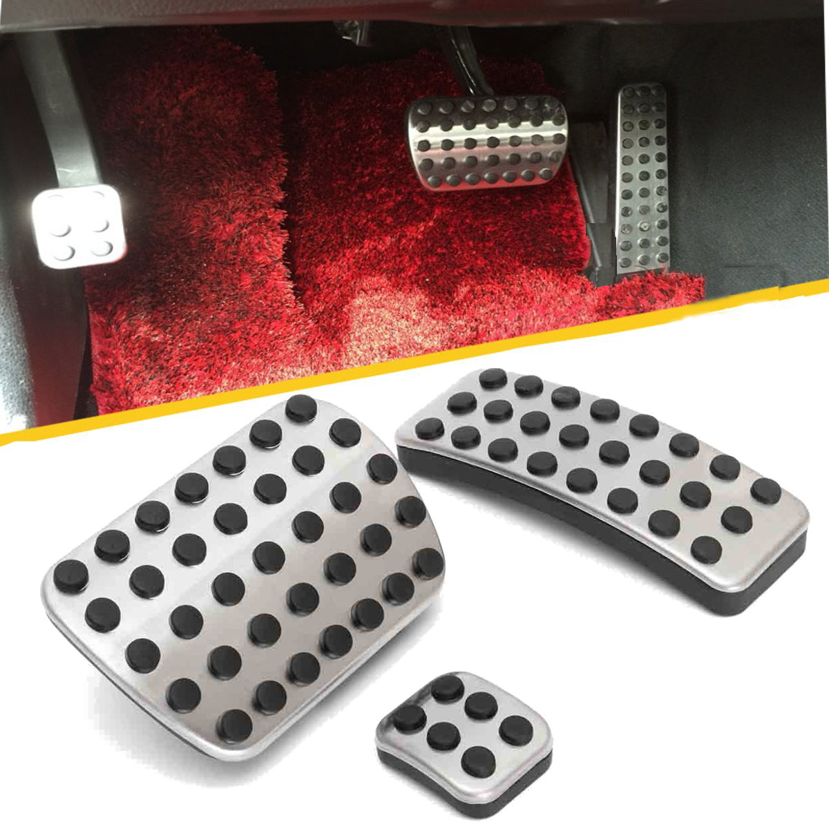 Chrome-Steel-Foot-Brake-Pedal-Pads-Covers-For-Benz-M-GL-R-Class-AMG-1201659