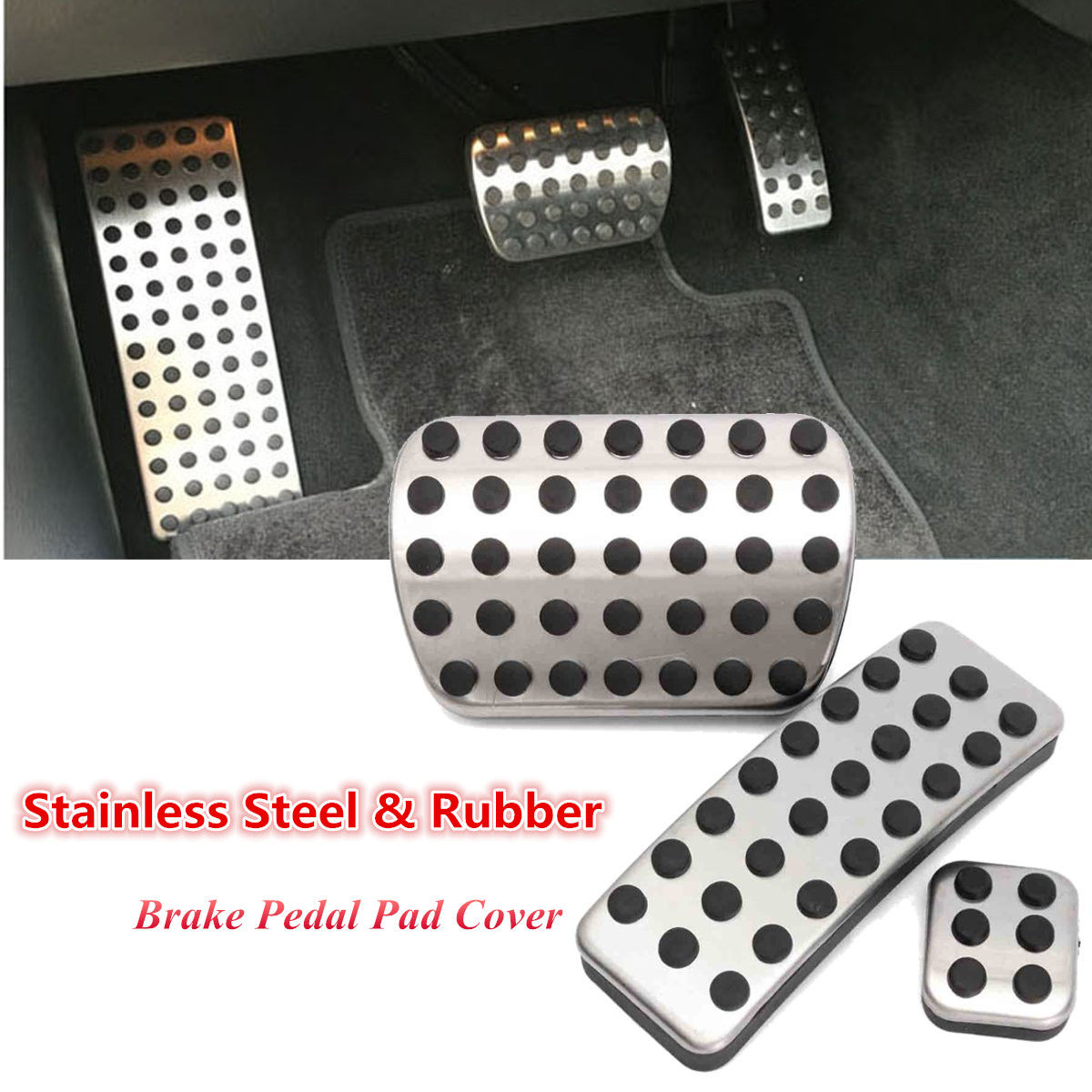 Chrome-Steel-Foot-Brake-Pedal-Pads-Covers-For-Benz-M-GL-R-Class-AMG-1201659