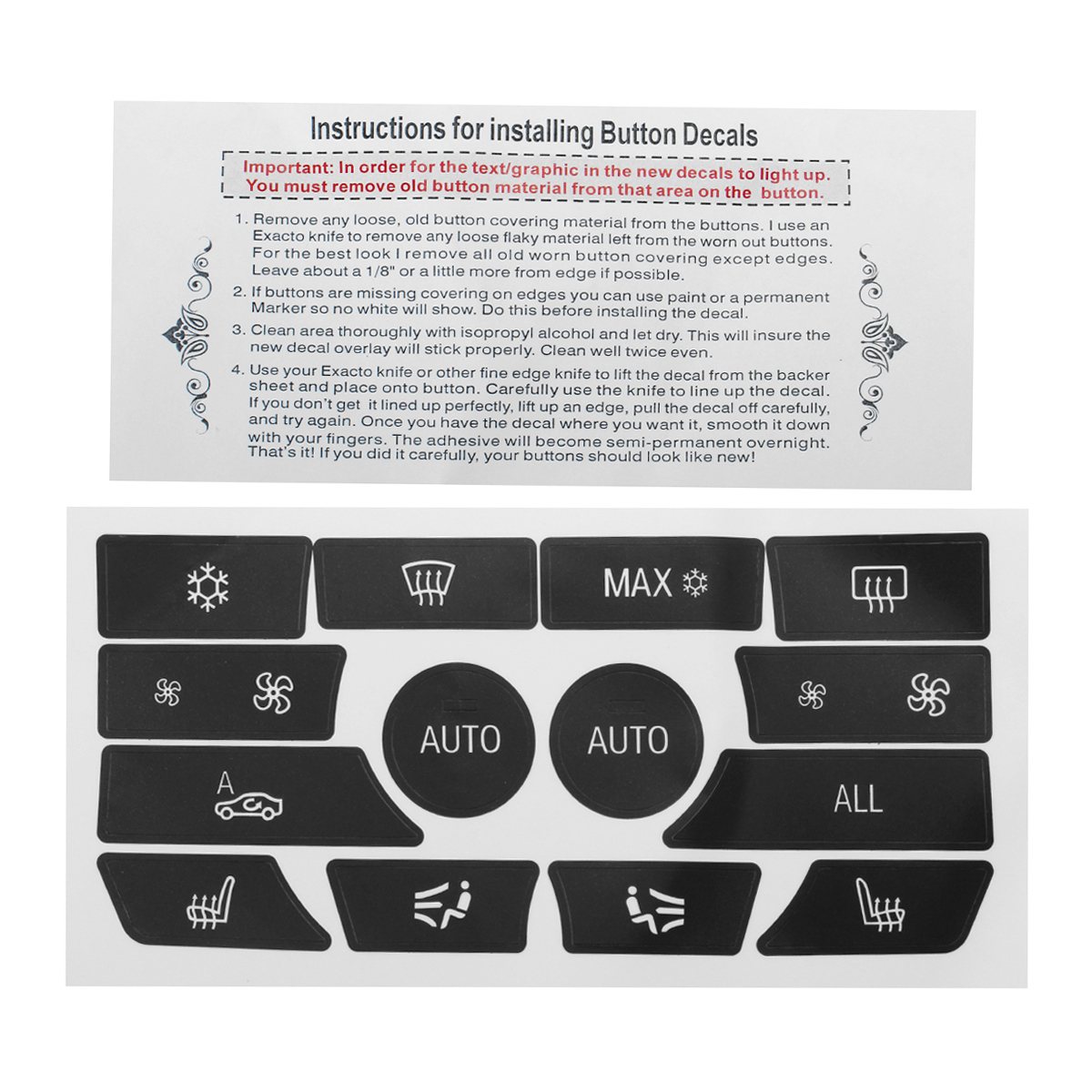 Dash-Climate-Control-Car-Stereo-Panel-Button-Repair-Decal-Kit-For-BMW-5-Series-09-15-1440305