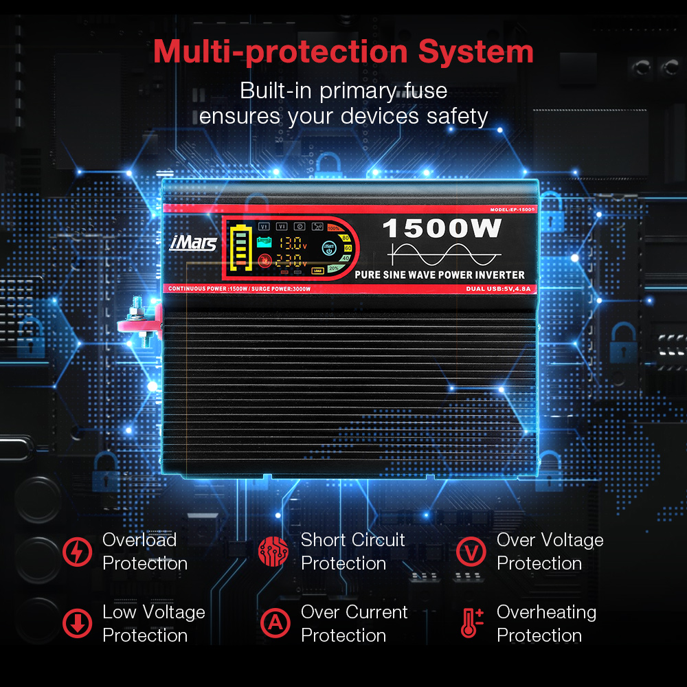 iMars-12V-1500W-Car-Power-Inverter-Intelligent-Screen-Pure-Sine-Wave-For-220V-EP1500W-Converter-With-1650994