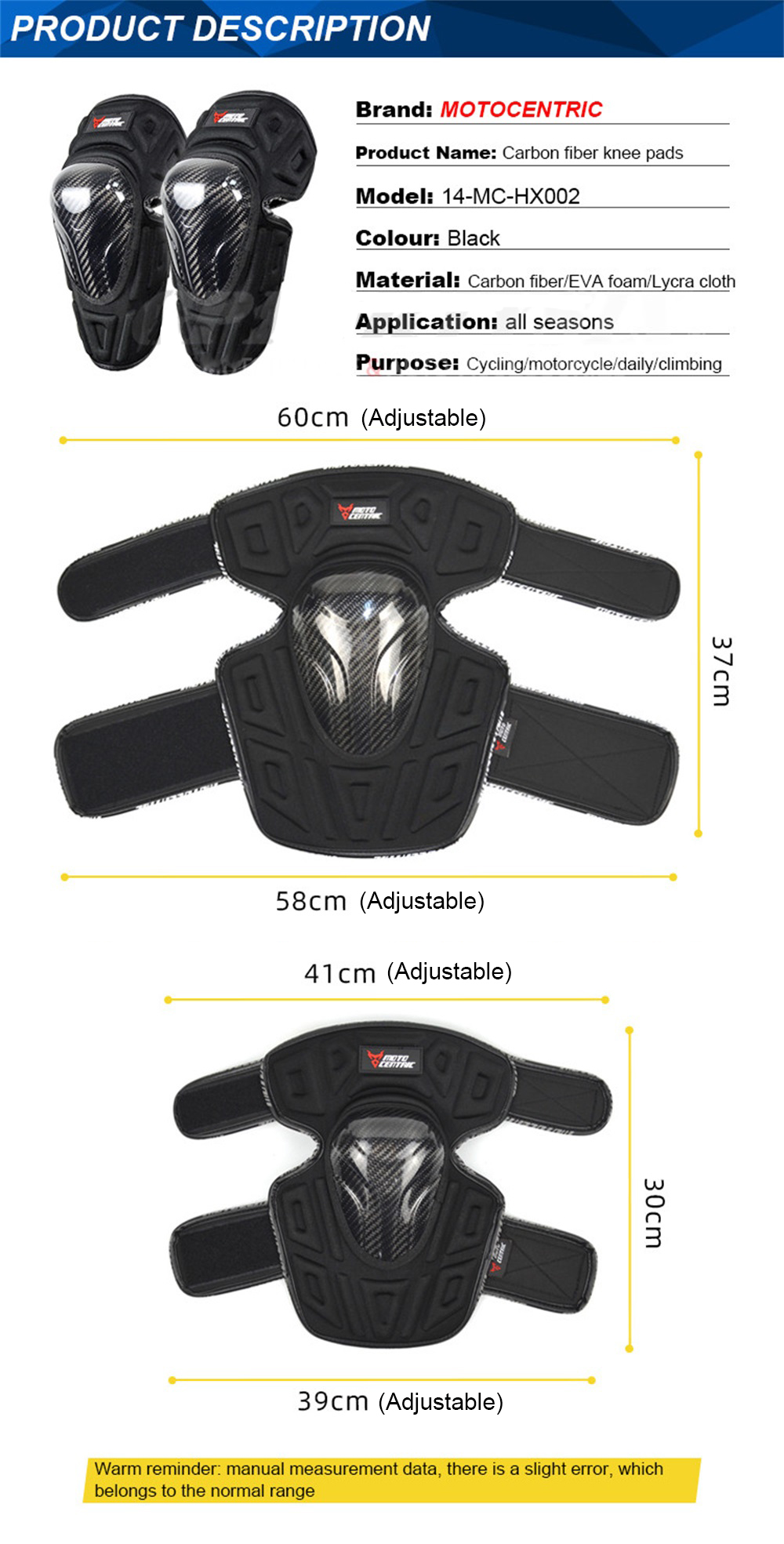 MOTOCENTRIC-4PCS-Motorcycle-Elbow-Pads-Carbon-Fiber-Hard-Shell-Motocross--Racing-Elbow-and-Knee-Pads-1815115