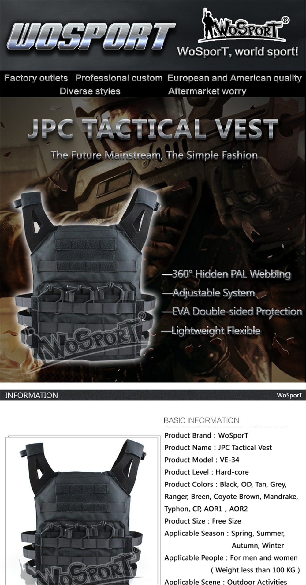 WoSporT-Military-Tactical-Vest-Chest-Carrier-Waistcoat-Airsoft-Paintball-Combat-1447996