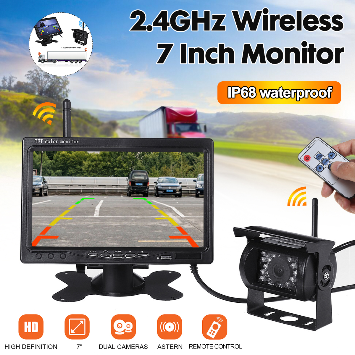 Wireless-Car-Reversing-Camera--7quot-LCD-Monitor-Rear-View-Kit-for-Truck-Bus-Van-1664729