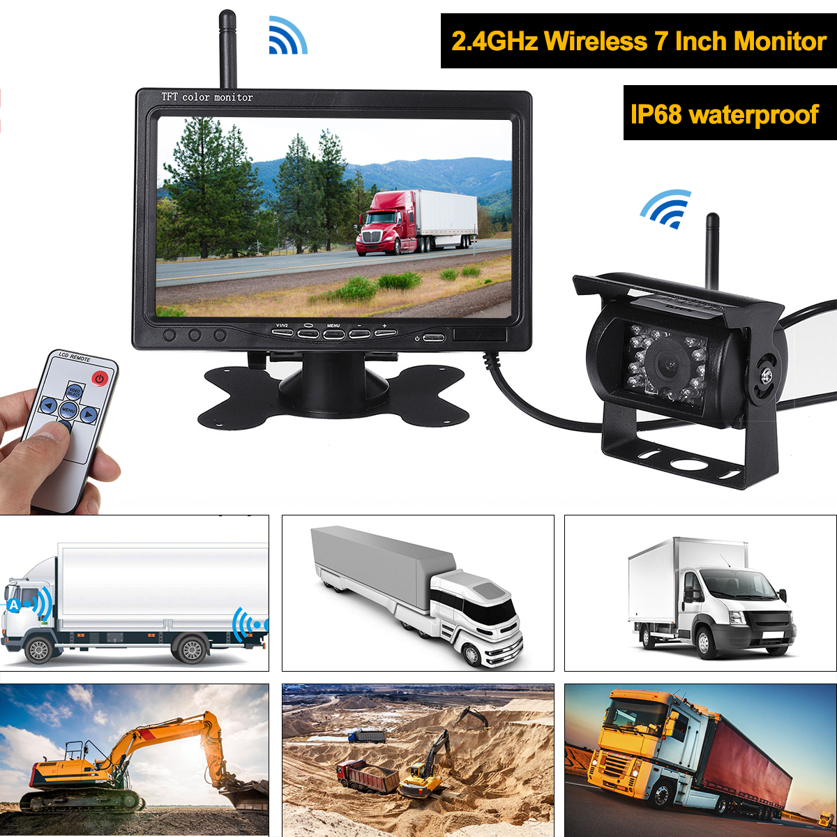 Wireless-Car-Reversing-Camera--7quot-LCD-Monitor-Rear-View-Kit-for-Truck-Bus-Van-1664729