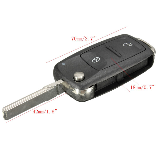 2-Button-Remote-Key-FOB-Shell-Case--Uncut-Blade-For-VW-T5-Polo-Golf-970615