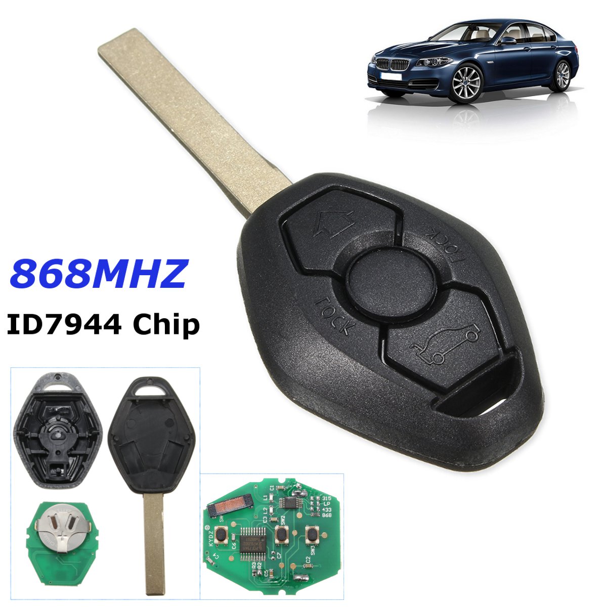 3-Button-Uncut-Remote-Key-Fob-868MHz-ID7944-for-CAS2-System-BMW-3-5-6-X3-X5-Z3-1119643