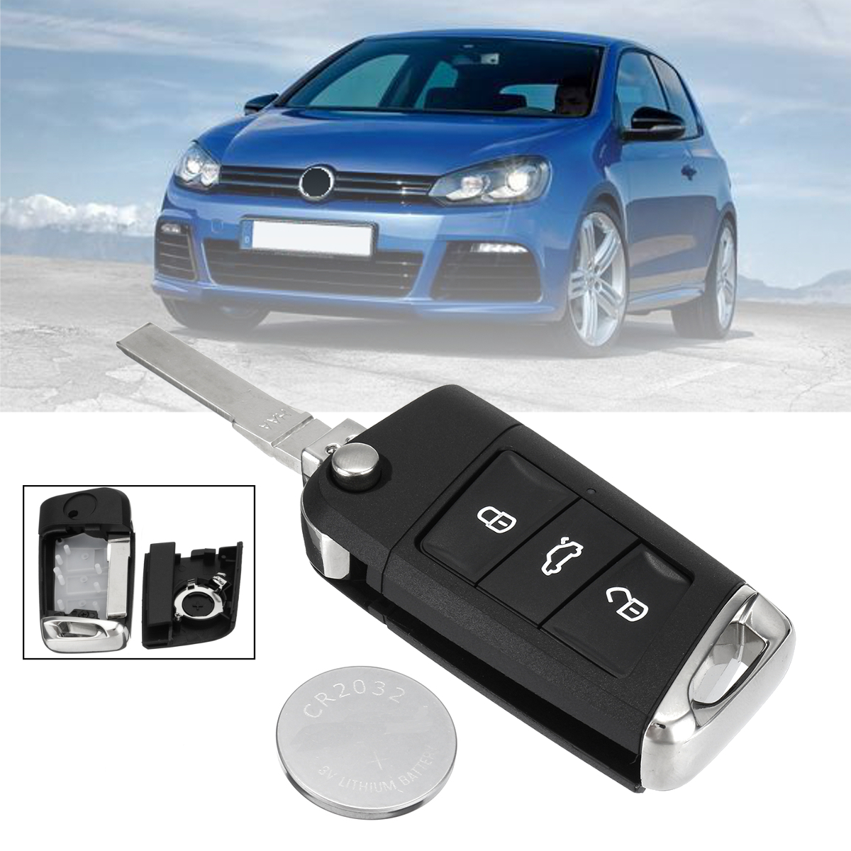 3-Buttons-Flip-Remote-Key-Fob-Case-Shell-Battery-For-VW-Golf-MK7-2002-2006-1334764