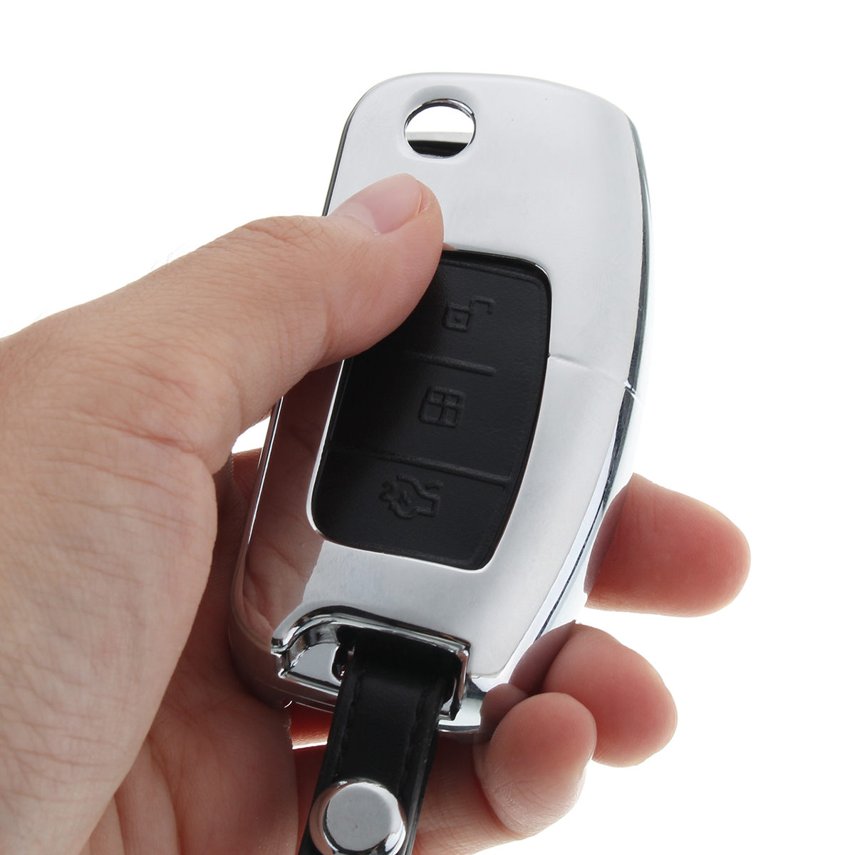 3-Buttons-PU-Leather-Alloy-Remote-Key-Case-Cover-Holder-For-Ford-Fiesta-Mondeo-Focus-1329254