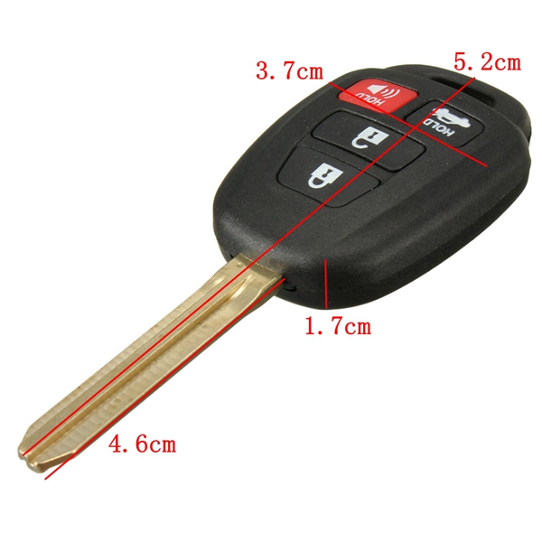 4-Buttons-Car-Remote-Key-Case-Shell-w-Uncut-Blade-For-Toyota-Camry-990999