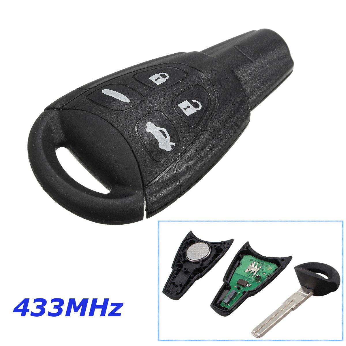 433MHZ-Uncut-Keyless-Entry-Remote-Car-Key-Fob-Control-for-Saab-9-3-9-5-LTQSAAM43-1119642