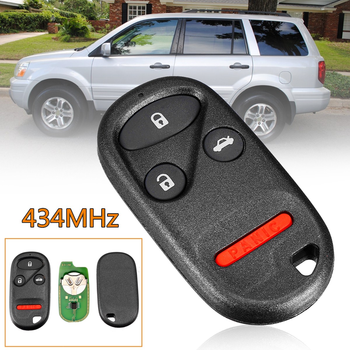 434MHz-4-Buttons-Remote-Key-Fob-Case-ShellBattery-for-Honda-Civic-Accord-1342954