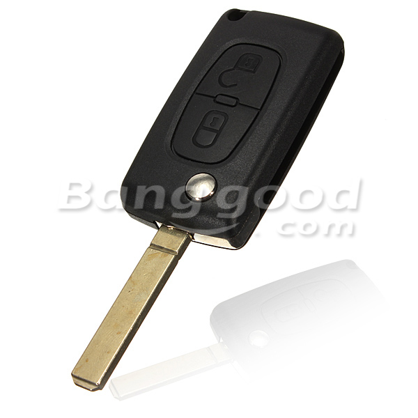 Black-Remote-Folding-Flip-Key-FOB-Case-Shell-2-Button-for-Citroen-926755