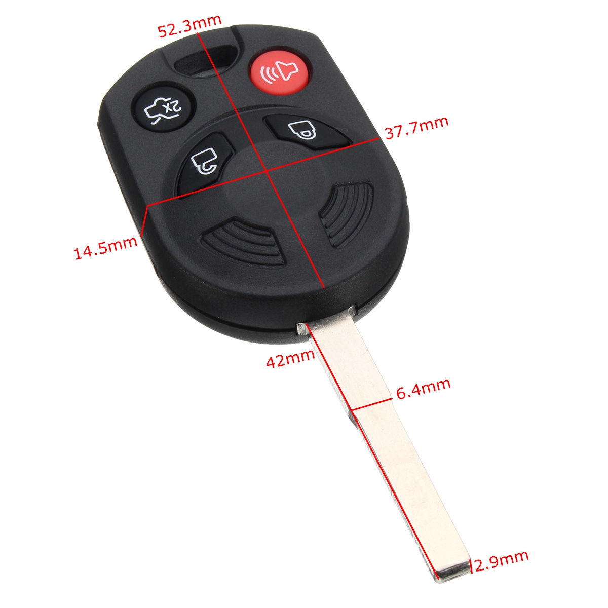 Car-4-Buttons-Remote-Head-Key-Case-Shell-Replacement-Uncut-HU101-For-Ford-1221716