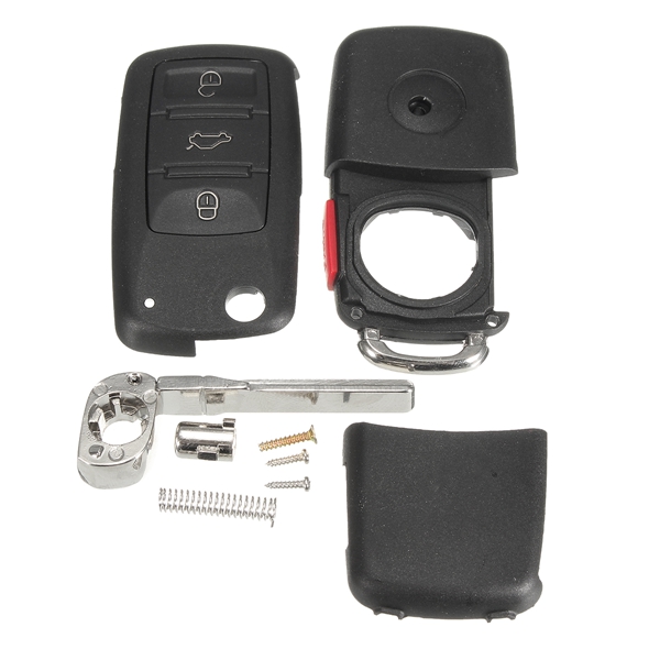 Car-4-Buttons-Remote-Key-Black-Shell-Case-Flip-Uncut-Blade-for-VW-Touareg-2004-2011-1067655