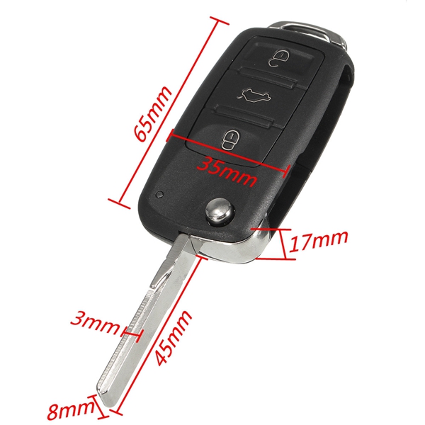Car-4-Buttons-Remote-Key-Black-Shell-Case-Flip-Uncut-Blade-for-VW-Touareg-2004-2011-1067655