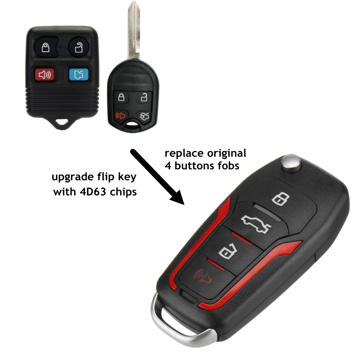Car-Upgraded-Remote-Key-Fob-315MHz-4D63-For-FordLincolnMercury-1682824