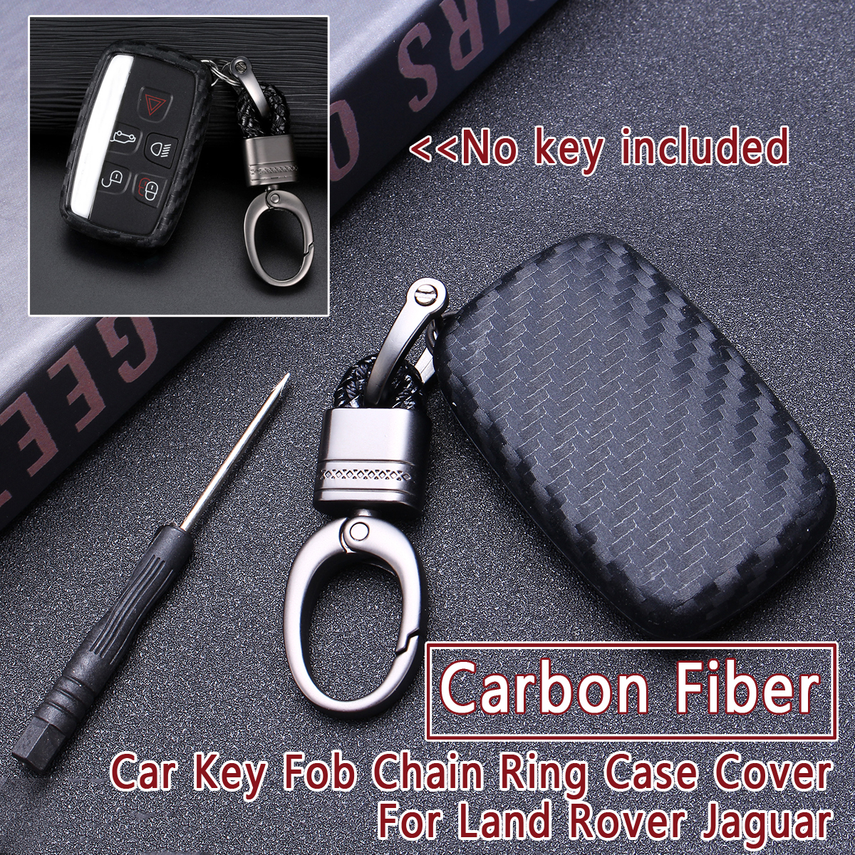 Carbon-Fiber-Car-Remote-Key-Fob-Chain-Ring-Case-Cover-For-Land-Rover-Jaguar-1580949