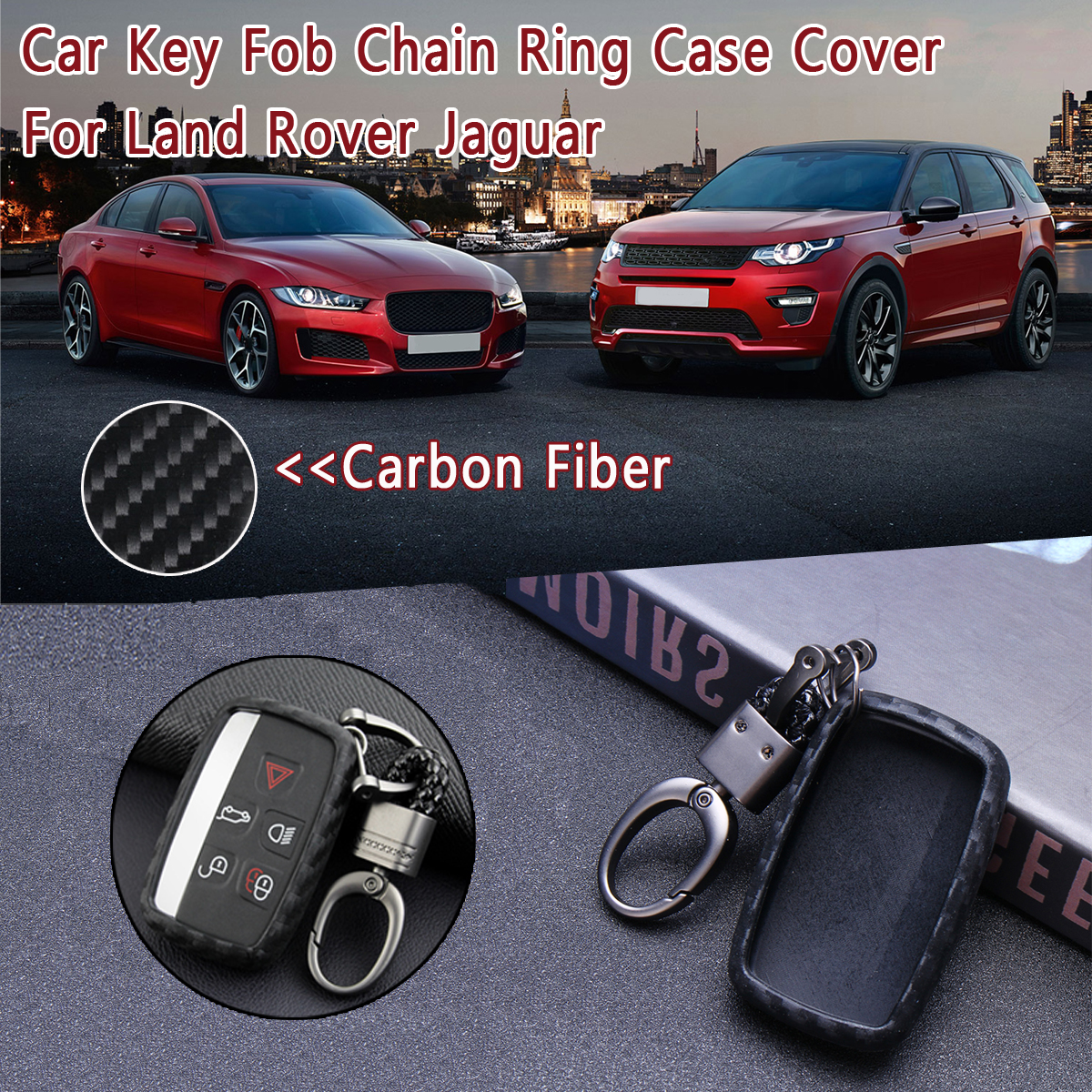 Carbon-Fiber-Car-Remote-Key-Fob-Chain-Ring-Case-Cover-For-Land-Rover-Jaguar-1580949