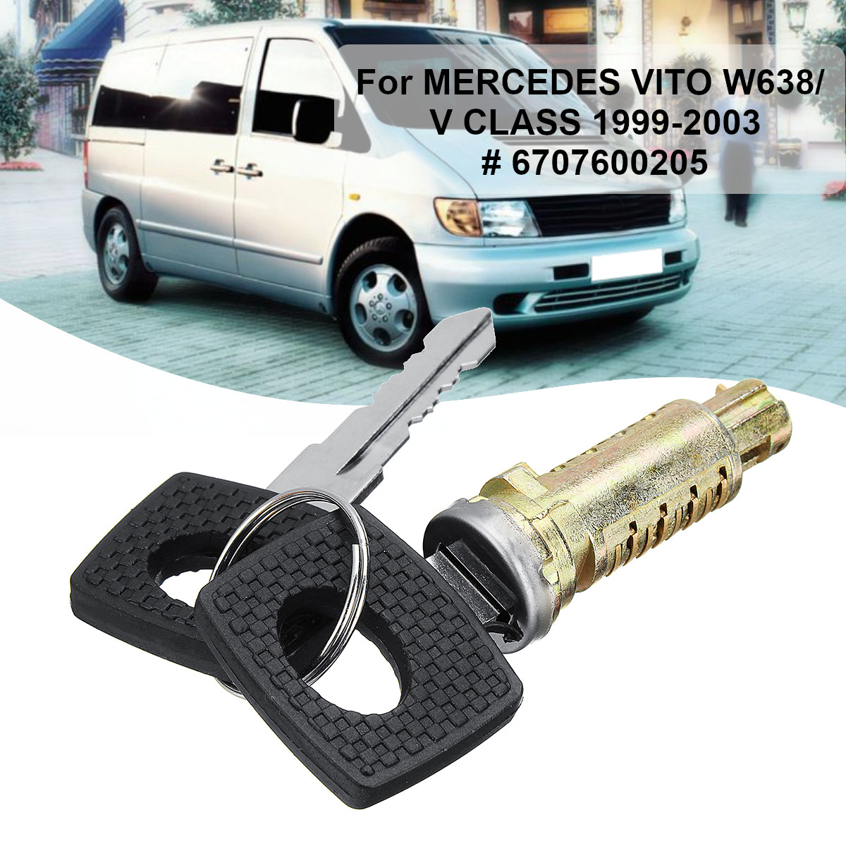 Door-Lock-Barrel--2-Keys-6707600205-for-Mercedes-Vito-W638-Class-99-03-1368639