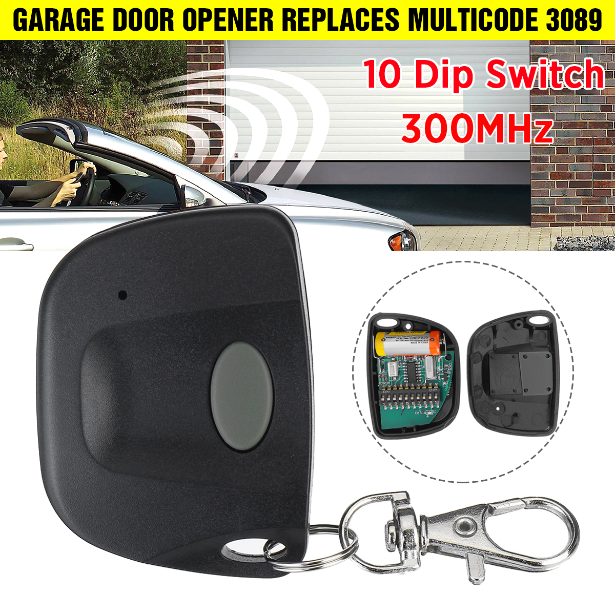 Garage-Door-Opener-Replaces-Multicode-3089-10-Dip-Switch-300mhz-Key-Chain-Remote-1-Button-1780011
