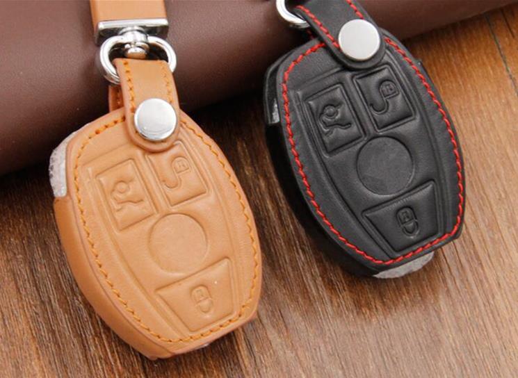 Leather-Car-Key-CaseBag-Cover-Holder-For-Mercedes-Remote-Smart-Key-3-4-Button-1292763
