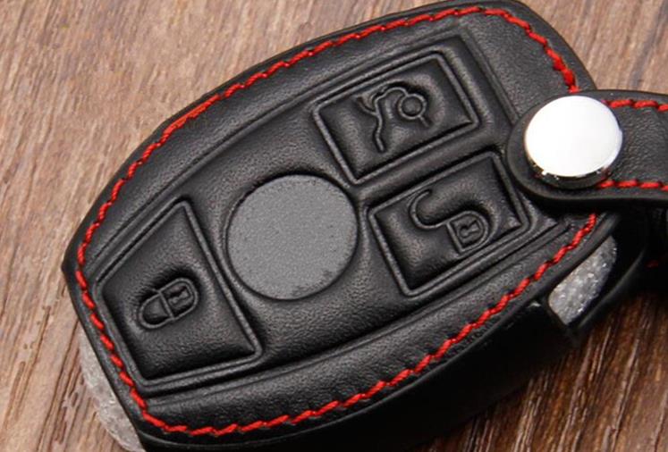 Leather-Car-Key-CaseBag-Cover-Holder-For-Mercedes-Remote-Smart-Key-3-4-Button-1292763