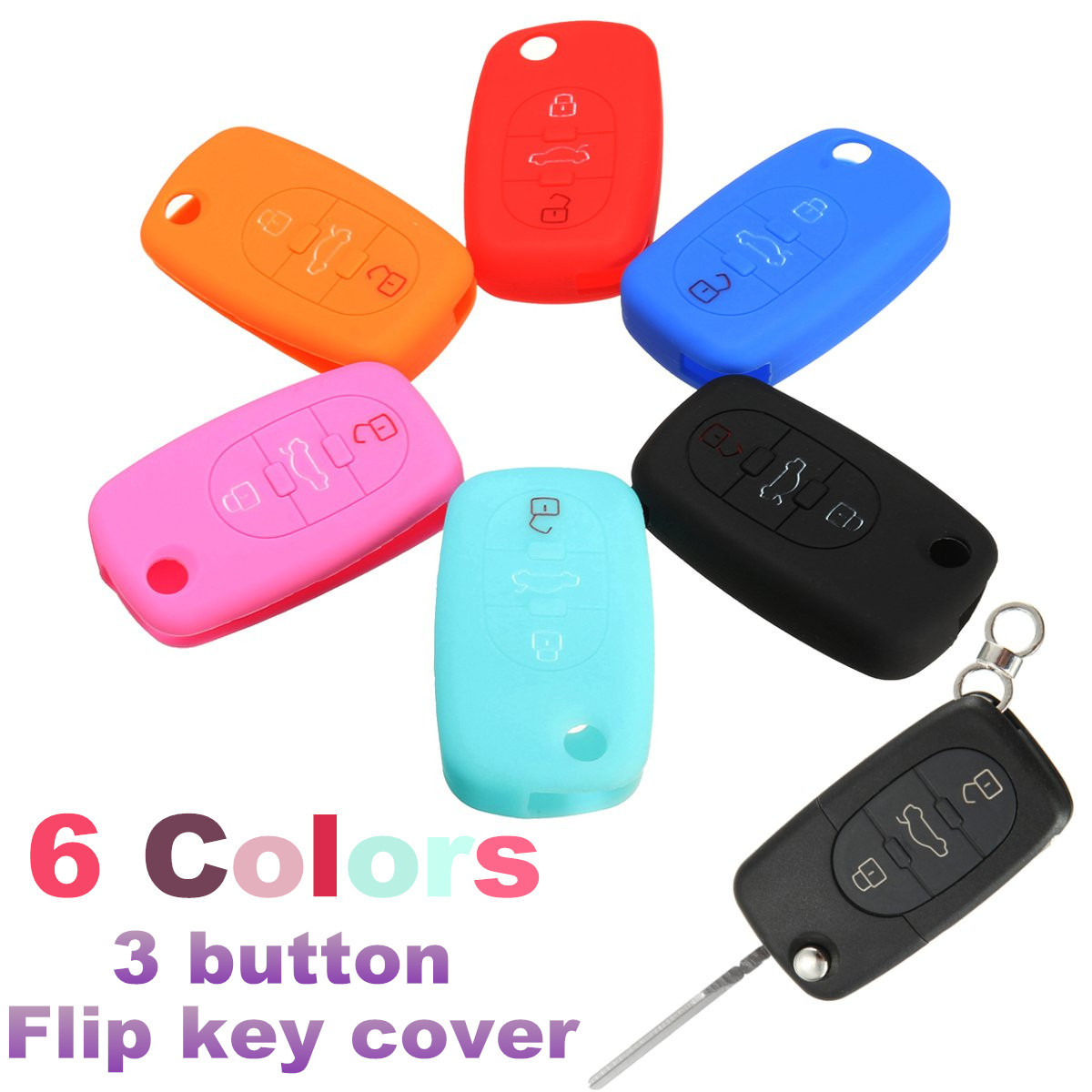 Silicone-3-Button-Flip-Remote-Key-Fob-Case-Cover-For-Audi-A2-A3-A4-A6-A8-1437258