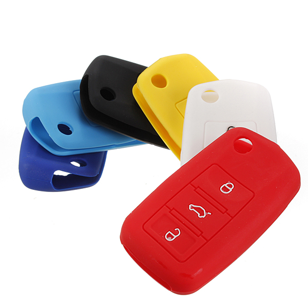 Silicone-Remote-Key-Case-Shell-Flip-FOB-For-VW-Golf-Mk6-Jetta-Polo-937226