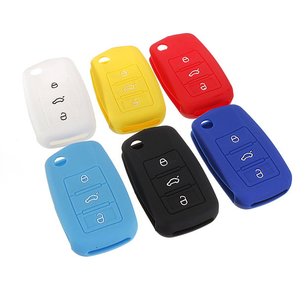 Silicone-Remote-Key-Case-Shell-Flip-FOB-For-VW-Golf-Mk6-Jetta-Polo-937226